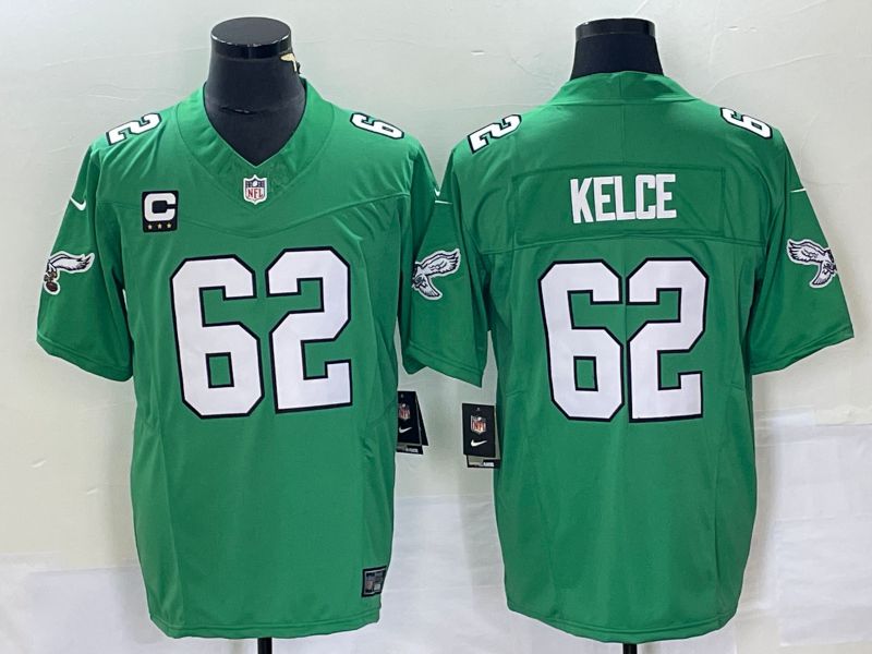 Men Philadelphia Eagles #62 Kelce Green Nike Throwback Player Game NFL Jerseys->philadelphia eagles->NFL Jersey